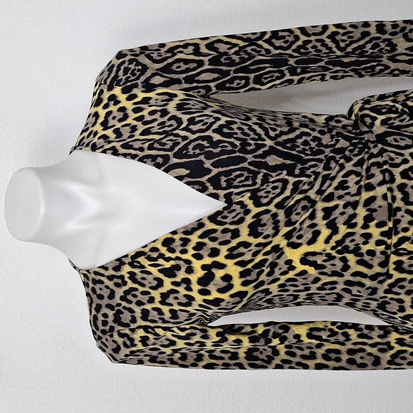 BCBGMaxAzria Brown Tan Adele Leopard Print Mobwife Authentic Wrap Dress Size S - Picture 3 of 12